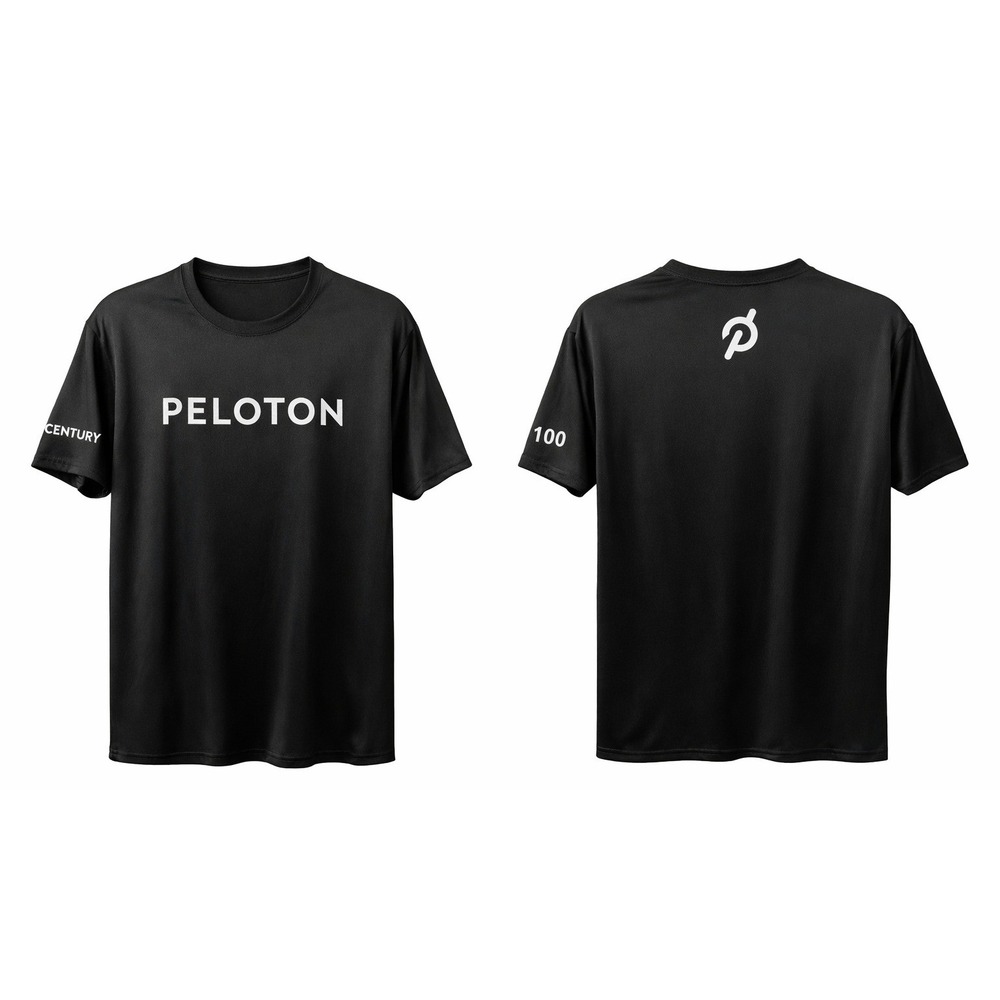 Peloton‎ Century 100 Club T-Shirt Mens L Black Short Sleeve Athletic Performance